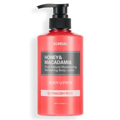 KUNDAL Honey & Macadamia Pure Natural Refreshing Body Lotion English Rose 500ml	